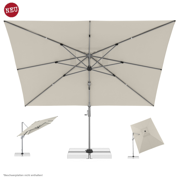 Doppler Großer Pendelschirm Active NEO Side 260x350cm Natur + Plattenständer